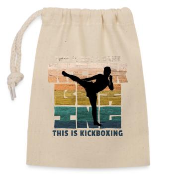 Kickboxen, Kickboxing, Kickboxer Rétro - Sac cadeau en coton avec cordon (14 x 20 cm) - nature - Devant