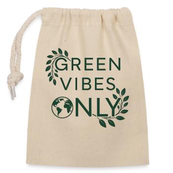 Eco Friendly Green Vibes Only Earth Love - Verschließbarer Geschenkbeutel aus Baumwolle (14x20cm) - Natur - Vorne