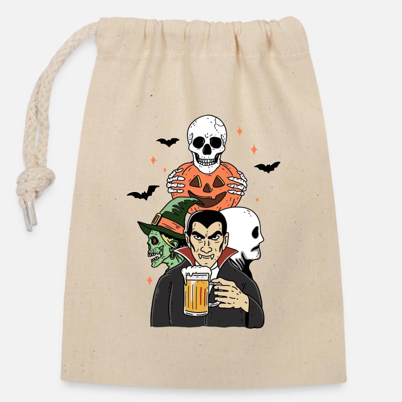 Ami effrayant - Sac cadeau en coton avec cordon (14 x 20 cm) - nature