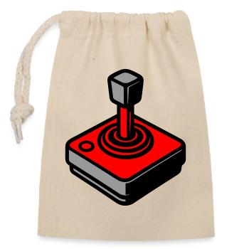Gamer Joystick Rétro - Sac cadeau en coton avec cordon (14 x 20 cm) - nature - Devant