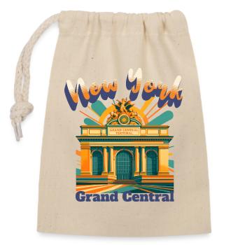 NEW YORK CITY - GRAND CENTRAL STATION Retro Shirt - Closable cotton gift bag (14x20cm) - nature - Front