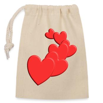 Cute Hearts Love Design - Closable cotton gift bag (14x20cm) - nature - Front