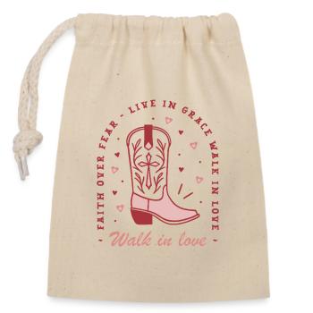 Fille chrétienne foi citations roses marcher dans l’amour - Sac cadeau en coton avec cordon (14 x 20 cm) - nature - Devant