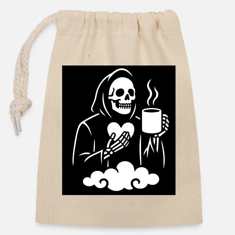 Grim Reaper Tasse à café Design - Sac cadeau en coton avec cordon (14 x 20 cm) - nature