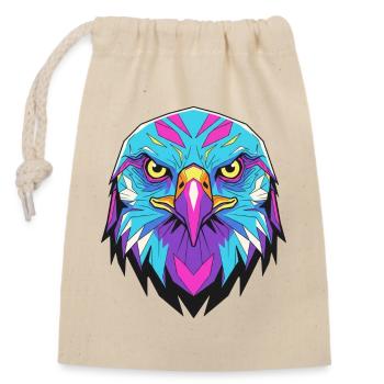 Aigle géométrique de style néon - Sac cadeau en coton avec cordon (14 x 20 cm) - nature - Devant