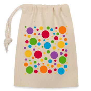 Fleckige Farbe Punkte T-Shirt - Verschließbarer Geschenkbeutel aus Baumwolle (14x20cm) - Natur - Vorne
