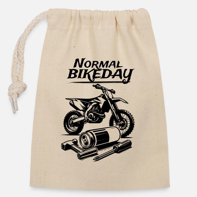 Normal Bikeday - Closable cotton gift bag (14x20cm) - nature