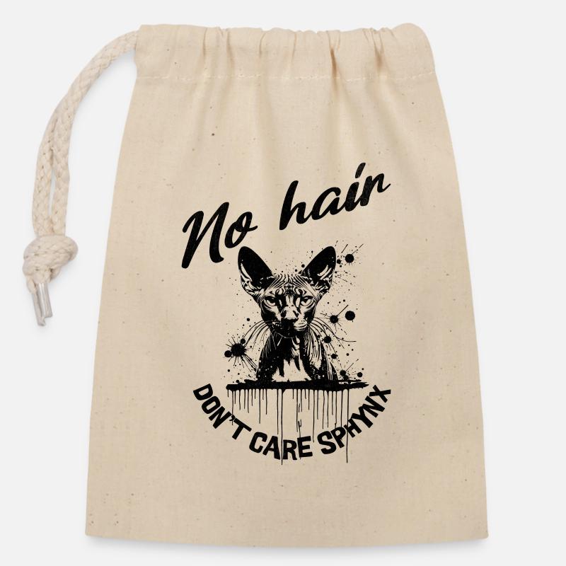 Sphynx Chat Sans Poils S’en Fiche - Sac cadeau en coton avec cordon (14 x 20 cm) - nature