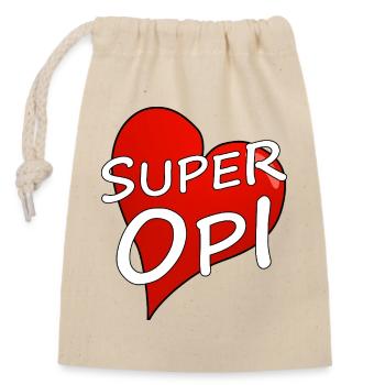 SUPER OPI - Verschließbarer Geschenkbeutel aus Baumwolle (14x20cm) - Natur - Vorne