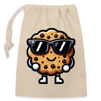 Cookie Chic Dunkle Brille - Verschließbarer Geschenkbeutel aus Baumwolle (14x20cm) - Natur - Vorne