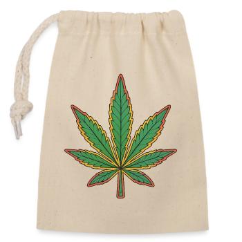Cannabisblatt Kunst – Grüne Blätter Outline - Verschließbarer Geschenkbeutel aus Baumwolle (14x20cm) - Natur - Vorne