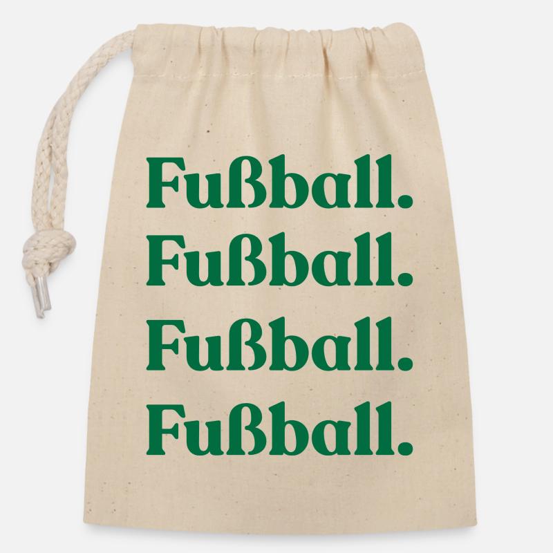 Fußball - Verschließbarer Geschenkbeutel aus Baumwolle (14x20cm) - Natur