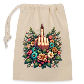 Floral Rebellion - Verschließbarer Geschenkbeutel aus Baumwolle (14x20cm) - Natur - Vorne