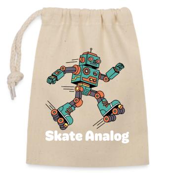 Roboter Skater Cartoon Retro - Verschließbarer Geschenkbeutel aus Baumwolle (14x20cm) - Natur - Vorne