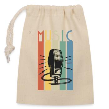 Bande musicale de microphone rétro - Sac cadeau en coton avec cordon (14 x 20 cm) - nature - Devant