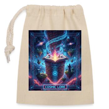 Lore Cosmique et Livre Enchanté - Sac cadeau en coton avec cordon (14 x 20 cm) - nature - Devant