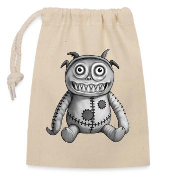 MONSTER DOLL #7 [Black & White] - Sac cadeau en coton avec cordon (14 x 20 cm) - nature - Devant