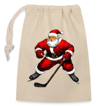 Weihnachten Eishockeyspieler - Verschließbarer Geschenkbeutel aus Baumwolle (14x20cm) - Natur - Vorne