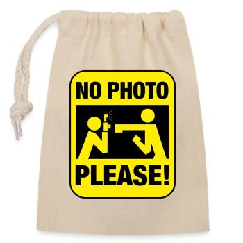 No Photos Please! - Closable cotton gift bag (14x20cm) - nature - Front