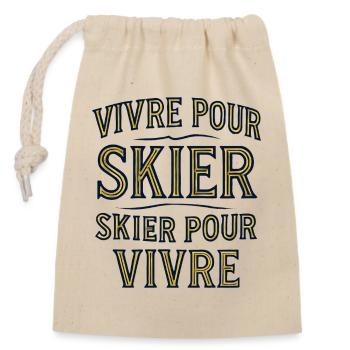 Live to Ski, Ski to Live - Closable cotton gift bag (14x20cm) - nature - Front