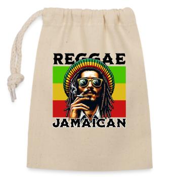 Œuvres d’art style reggae jamaïcain à l’ambiance rastafari - Sac cadeau en coton avec cordon (14 x 20 cm) - nature - Devant