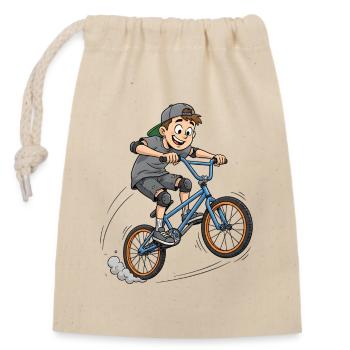 👉 Cooler BMX Junge beim Sprung – Street Style Art - Verschließbarer Geschenkbeutel aus Baumwolle (14x20cm) - Natur - Vorne