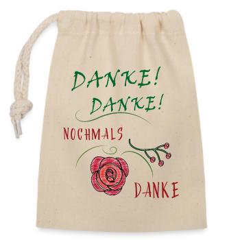 Merci merci Broderie de roses - Sac cadeau en coton avec cordon (14 x 20 cm) - nature - Devant