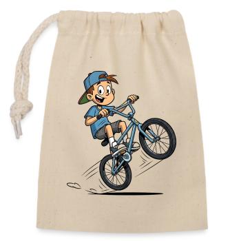 Hardly Bikeless Bike Pun Biker - Closable cotton gift bag (14x20cm) - nature - Front