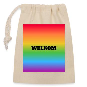 LGBT safe space welcome Welkom Dutch - Closable cotton gift bag (14x20cm) - nature - Front