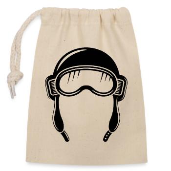 Aviator hood - Closable cotton gift bag (14x20cm) - nature - Front