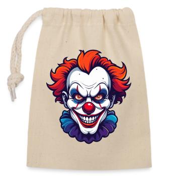 Motif de portrait de tête de clown horrifique de clown effrayant - Sac cadeau en coton avec cordon (14 x 20 cm) - nature - Devant
