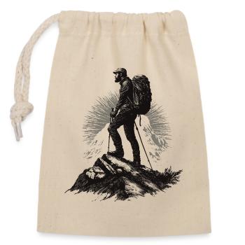 Motif d’alpiniste dans le rayon de soleil - Sac cadeau en coton avec cordon (14 x 20 cm) - nature - Devant