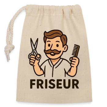 Hairdresser Cartoon Vintage - Closable cotton gift bag (14x20cm) - nature - Front