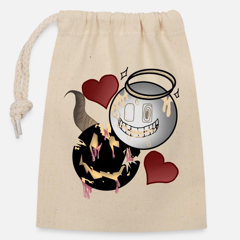 Conception d’Anges et Diables - Sac cadeau en coton avec cordon (14 x 20 cm) - nature