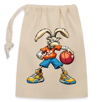 Bunny Basketball / Rabbit Baller - Closable cotton gift bag (14x20cm) - nature - Front