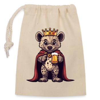 Hyena Beer King - Closable cotton gift bag (14x20cm) - nature - Front