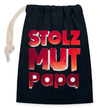 Idée cadeau pour les pompiers Papa Pride Courage Strength - Sac cadeau en coton avec cordon (14 x 20 cm) - bleu marine - Devant