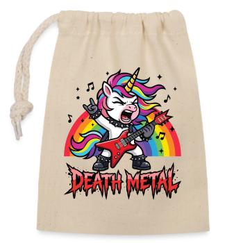 Death Metal Einhorn – Rocker Regenbogen Design - Verschließbarer Geschenkbeutel aus Baumwolle (14x20cm) - Natur - Vorne