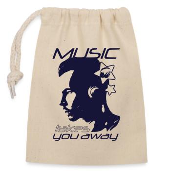 Music that takes you far - Closable cotton gift bag (14x20cm) - nature - Front
