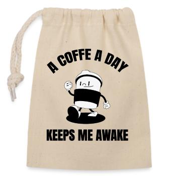 A coffee a day - Verschließbarer Geschenkbeutel aus Baumwolle (14x20cm) - Natur - Vorne