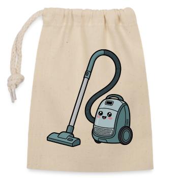 vacuum cleaner - Closable cotton gift bag (14x20cm) - nature - Front