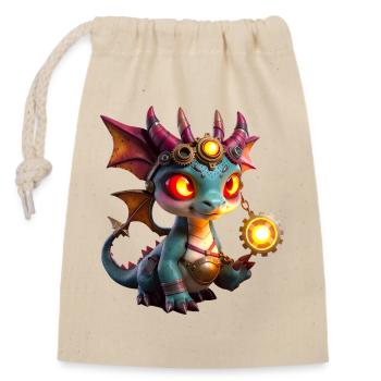 Dragon Steampunk Illuminé - Sac cadeau en coton avec cordon (14 x 20 cm) - nature - Devant