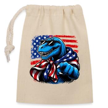 USA Dinosaur T-Shirt – Patriotic T-Rex  - Sac cadeau en coton avec cordon (14 x 20 cm) - nature - Devant