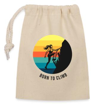 Fille grimpeuse née pour escalader le bloc arc-en-ciel - Sac cadeau en coton avec cordon (14 x 20 cm) - nature - Devant