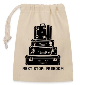 Koffer Stapel Freedom Reise - Verschließbarer Geschenkbeutel aus Baumwolle (14x20cm) - Natur - Vorne