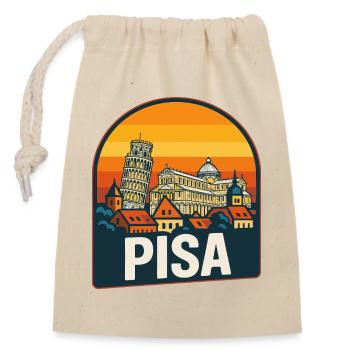 Pisa Italy Leaning Tower Retro Sunset Vintage - Closable cotton gift bag (14x20cm) - nature - Front