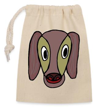 Karikaturhund mit großen Augen - Verschließbarer Geschenkbeutel aus Baumwolle (14x20cm) - Natur - Vorne