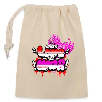 Make Love Not War – Chemise rétro hippie statement - Sac cadeau en coton avec cordon (14 x 20 cm) - nature - Devant