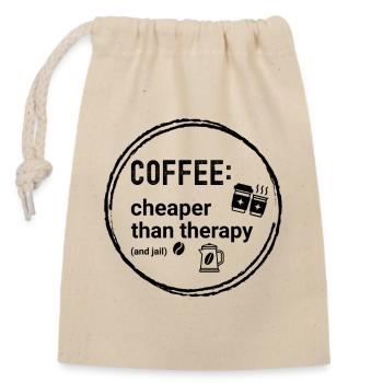 Kaffee Coffee: cheaper than therapy (and jail) - Closable cotton gift bag (14x20cm) - nature - Front