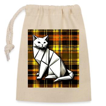 cat - Closable cotton gift bag (14x20cm) - nature - Front